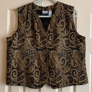 Chico's Gold and Black Paisley Button Front Vest